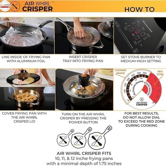 Sharper Image Air Whirl Crisper Stove Top Air Fryer Glass Stainless Steel - Picture 4 of 10